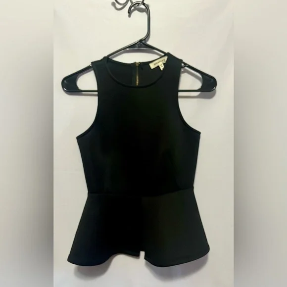 Monteau Black Peplum Top - Picture 1 of 7